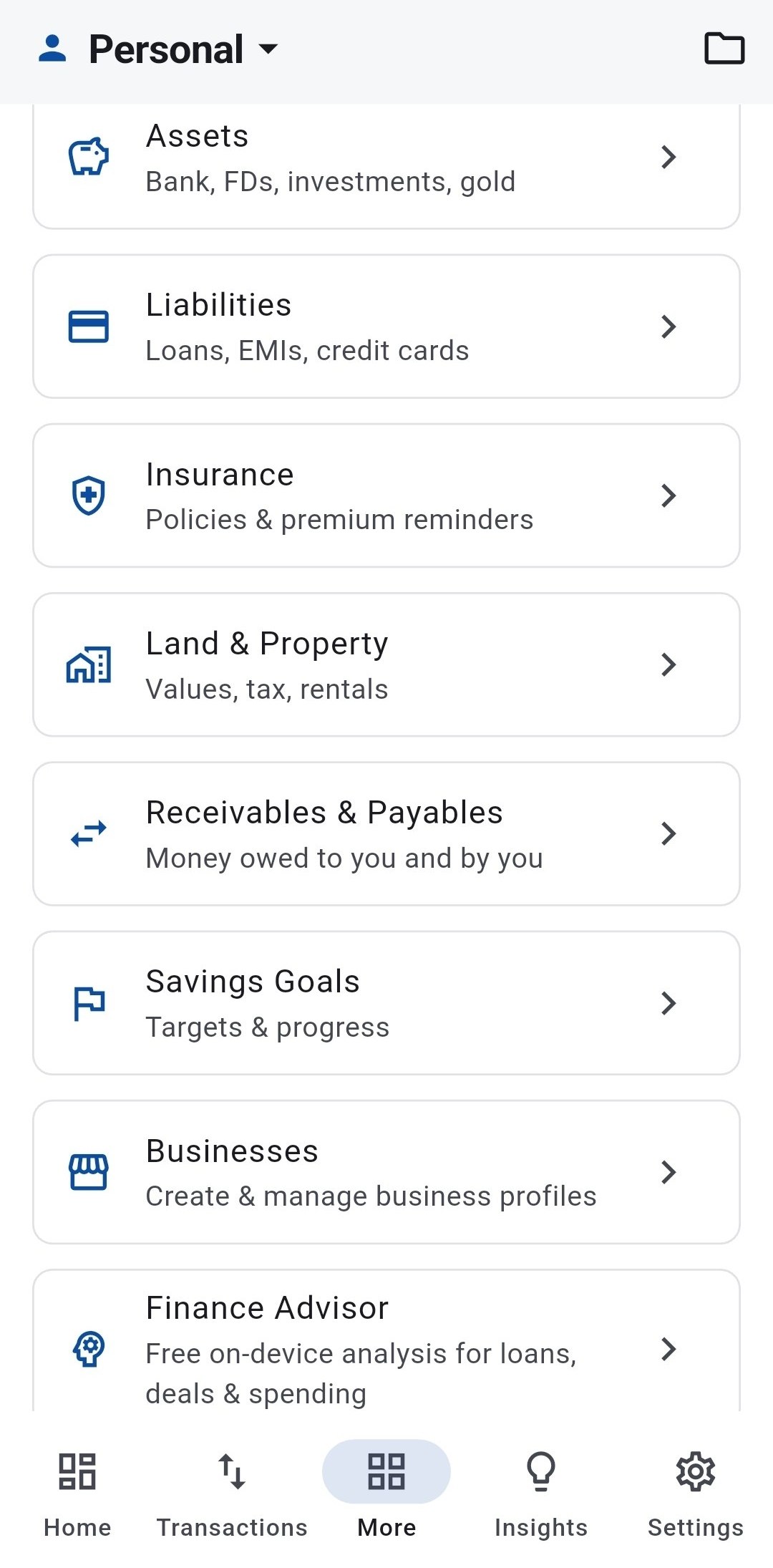 More personal features hub